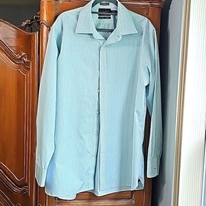 Black Brown 1826 tailored non iron checked green/blue dress shirt. 17.5 …